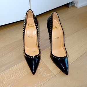 **Christian Louboutin Anjalina Spike Pumps - Black Patent - Pre-Loved Luxury**